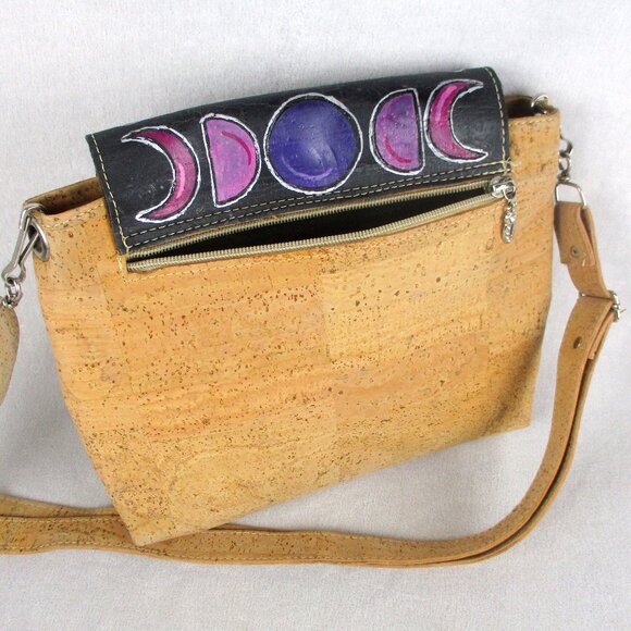 Mushroom Purse Leather Cork Hand Painted Shoulder Crossbody Bag - Picture 9 of 9